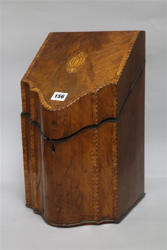 A George III inlaid mahogany knife box